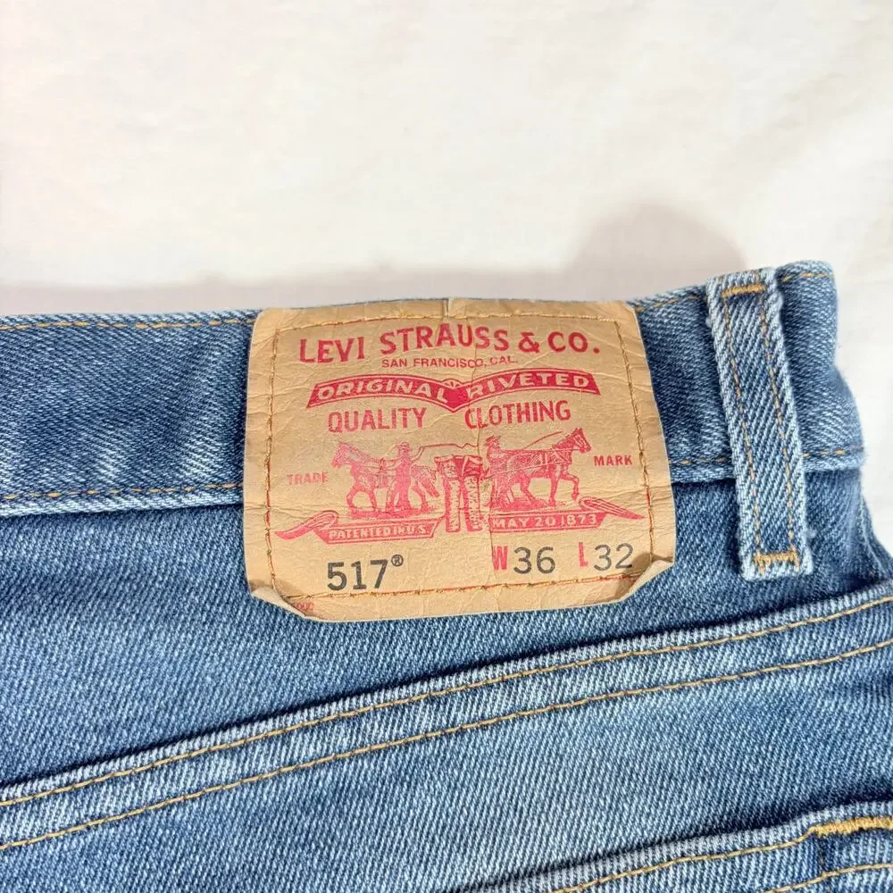 Levis Mens 517 vintage blue bootcut. Natural fading, wear. Size 36 x 32. No tags
